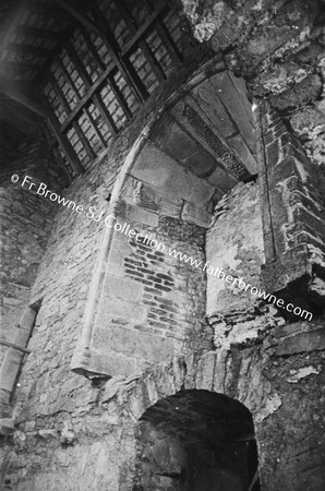 CARRICK CASTLE  CHAPEL ARCH FROM BELOW WEST SIDE OF ARCH